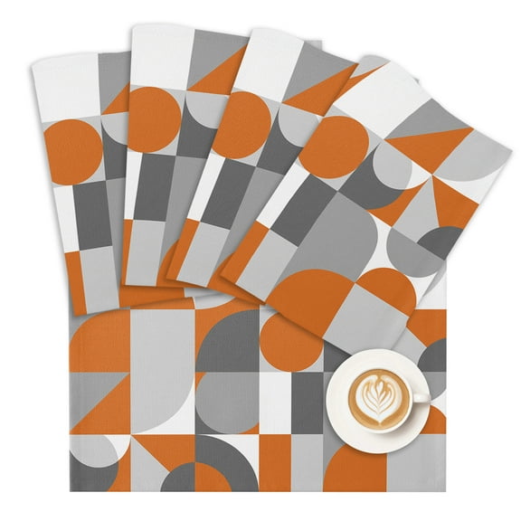 Placemat Burnt Orange Gray Geometric Placemats for Dining Table Abstract Mid Century Washable Table Mats for Party Kitchen Dining Decoration