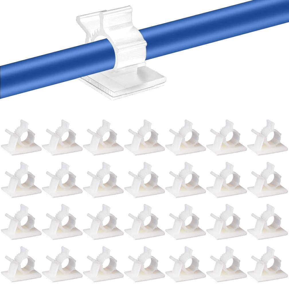 60 Pcs Adhesive Cable Clips, Viaky White Adjustable Wire Holders Cord