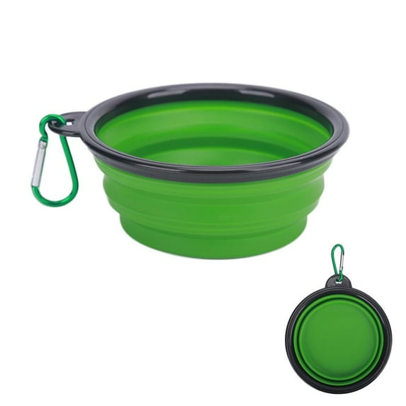 Collapsible Silicone For Dog Feeder Utensils Water Bowl Feeder Dish Small Mudium Dog Pet Accessories Dog Bowl Outfit Food Container Pet Bowl GREEN
