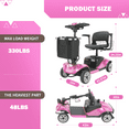 thumbnail image 5 of Mbxcooter 15 Miles 4-Wheel Mobility Scooter for Adults/Seniors, Foldable Compact Elderly Scooter with Removable Basket, Cup Holder, 350W Powered Electric Wheelchair Device w/360WH Battery, 5 of 10