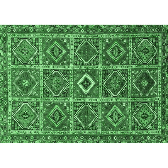 Ahgly Company Indoor Rectangle Persian Emerald Green Traditional Area Rugs, 5' x 8'