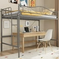 thumbnail image 1 of Garvee Twin Size Metal Loft Bed, Ladder & Guardrail, Heavy Duty, 400lbs Capacity, No Box Spring, Easy Assembly, Grey, Modern Loft Bed, 1 of 7