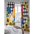 thumbnail image 3 of Sheer Curtains 84 Inches Long 2 Panels Set for Living Room, Farmhouse Rooster Semi Sheer Curtains for Windows, Black Plaid Botanical Sunflower Floral Voile Window Treatments Rod Pocket Curtain, 3 of 7