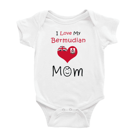 

I Love My Bermudian Mom Cute Baby Bodysuits Newborn Clothes (White 0-3 Months)