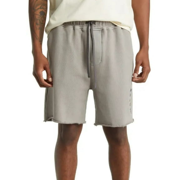 Honor The Gift Men's Studio Embroidered Logo French Terry Sweatshorts (X-Large, Grey Wash)