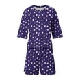 thumbnail image 6 of Wang6 Pajamas Sets for Womens with Shorts Soft 2 Pieces Short Sleeve Crew Neck Shirts Shorts Graphic Pjs Loungewear Sets Sleepwear Set Dark Blue M, 6 of 6