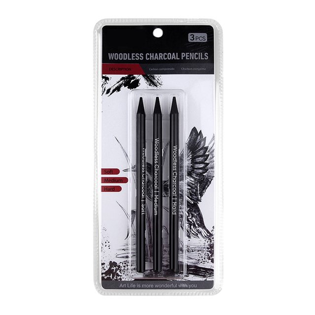 Juego de lápices de carbón, lápices profesionales para artistas, multiusos, suaves, para dibujar, dibujar, sombreado, negro, 3 uds.