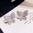 thumbnail image 4 of 2.00Ct Round Cut Simulated Diamond Cluster Women's Engagement Gift 14k White Gold Plated Cute Butterfly Stud Earrings Silver, 4 of 4