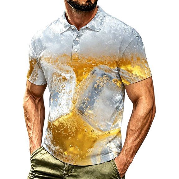 Men's Casual Polo Shirts Basic Short Sleeve Shirt Festival Theme Print Collar Polo Shirt Top