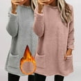 thumbnail image 2 of ManxiVoo Women's Long Sleeve Pullover Two Piece Set Winter Cozy Double Fabric With Functional Pockets Embossed Texture L Size Brown, 2 of 7
