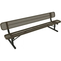 Coated Outdoor Furniture Heavy-Duty Portable Outdoor Bench Thermoplastic Coated, Expanded Metal, Commercial-Grade Seating, Made in America (Portable With Back, 8 Ft, Textured Brown)