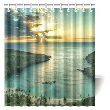 Pop Hawaiian Beach Shower Curtain Sunrise Over Hanauma Bay On