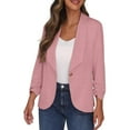 thumbnail image 6 of Baberdicy Womens Blazer Women Suit Solid Color Open Front Office Jackets Plus Size Long Sleeve Summer Work Office Cardigan with Pockets Women's Blazers & Suit Jackets Pink, 6 of 8