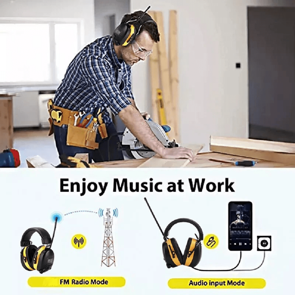 AM/FM Radio Headphones with Digital Display, 30dB AM FM Hearing Protection Safety Earmuffs, Ear Protection for Mowing