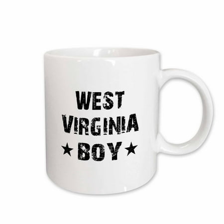 

3dRose West Virginia Boy - home state pride - USA United States of America - black and white text and stars Ceramic Mug 11-ounce