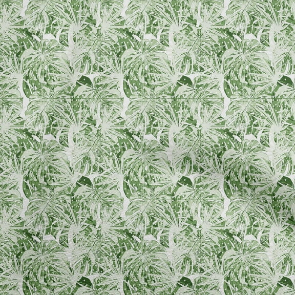 oneOone Polyester Spandex Green Fabric Leaves Sewing Material Print Fabric By The Yard 56 Inch Wide