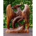 thumbnail image 6 of G6 Collection Wooden Handmade Skyrim Dragon Statue Sculpture Handcrafted Gift Art Decorative Home Decor Figurine Accent Decoration Artwork Hand Carved Size: 8" Tall x 7.5" Wide x 3" Deep, 6 of 6