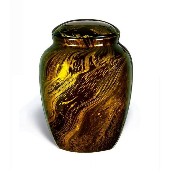 Memorials4u Fiber Glass Cremation Urn - Adult Urn - Handcrafted Light weighed Adult Funeral Urn for Ashes -Great Deal Free Velvet Bag and Ash Bag (Jaune Yellow)