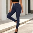 thumbnail image 6 of Admvng Women's Stretch Leggings with Button Detail High Waist Casual Work Pants, 6 of 9