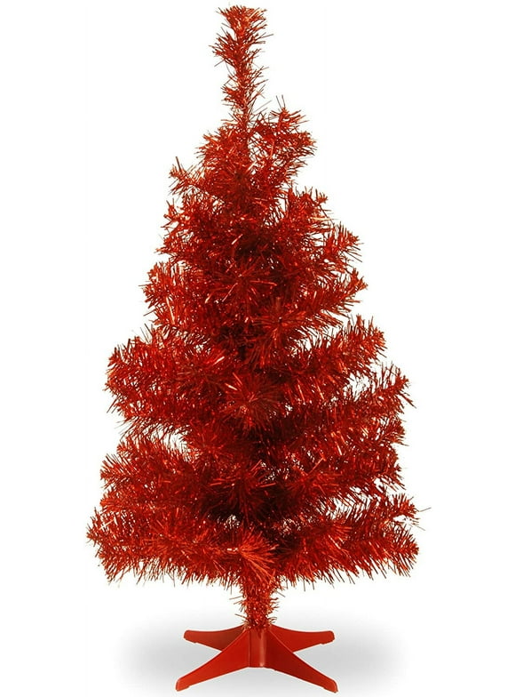 The Holiday Aisle 3'' Red Artificial Christmas Tree and Stand