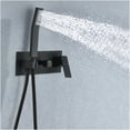 thumbnail image 3 of JERFIT 10-inch Matte Black Brass Dual Shower System with Rainfall Shower Head, Handheld Sprayer, Rough-in Valve & Diverter Switch, 3 of 8