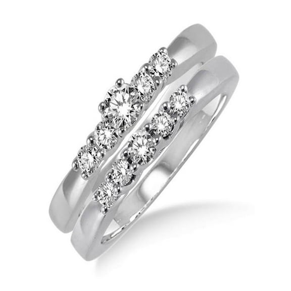 0.50 Carat Elegant 5 stone Bridal Set with Round Cut Diamond in 10k White Gold