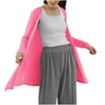 thumbnail image 4 of Antinious Cardigan Sweaters for Women Elastic Long Sleeve Open Front Solid Lightweight Knit Jacket Outerwear Coat,Women Winter Sweater Coat,Womens Trench Coat,Hot Pink,Free Size, 4 of 4
