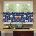 thumbnail image 4 of Yayeee Kitchen Curtains Tier Set of 2 Light Filtering 57"x36" Over Sink Window Panels, Yellow Jellyfish, 4 of 7