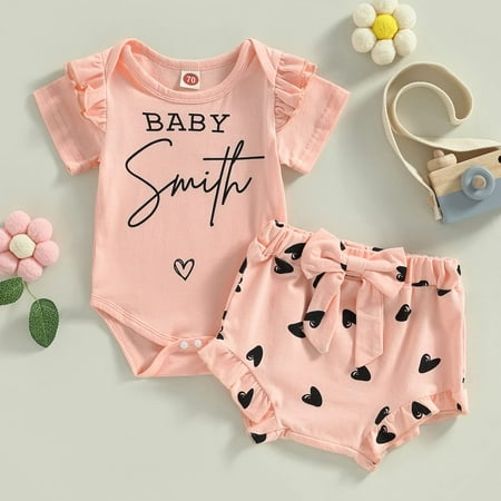 

Baby Girl Watermelon Clothes Sweet Summer Time Print Romper Polka Dot Shorts Headband 3Pcs Infant Clothes (Pink 0-3 Months)