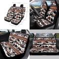 thumbnail image 2 of Renewold Car Seat Cover Set 14 PCS, with Steering Wheel Cover Seat Belt Pad Garbage Bin Armrest Rearview Mirror Handbrake Set Coaster Fit Most Vehicles, American Tribal Cow Print Brown Black, 2 of 7
