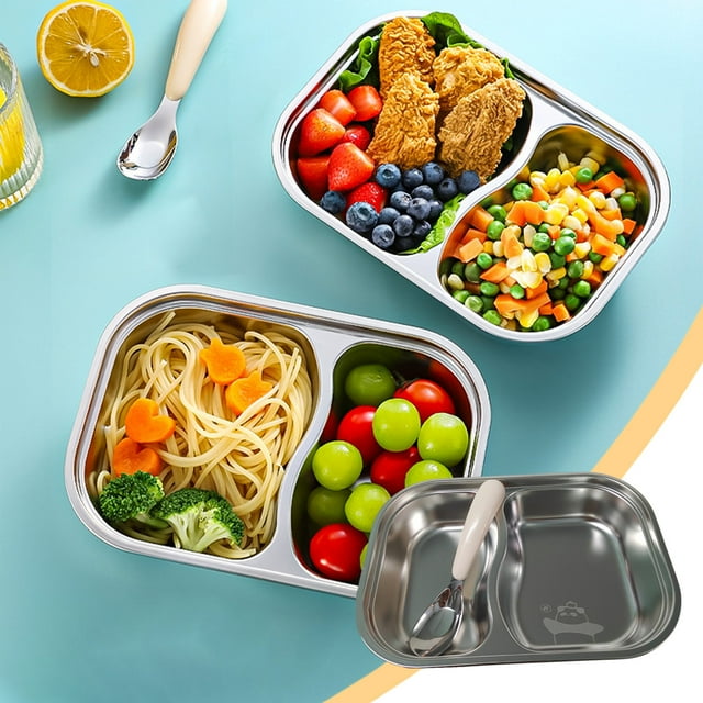 Plateau de Service Divisé, Plateau à Collations, Assiettes en Acier Inoxydable 304, Plats de Camping Réutilisables, Compact pour Salle à Manger, Cuisine, Grill, Pique-Niques