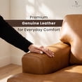 thumbnail image 6 of Naomi Home Siggy Genuine Leather 3-Seater Sofa, Plush Goose Feather Cushions, Removable Cushions, Sturdy Legs, No-Tools Assembly, Ideal for Living Room, Office, or Bedroom, Tan, 6 of 10