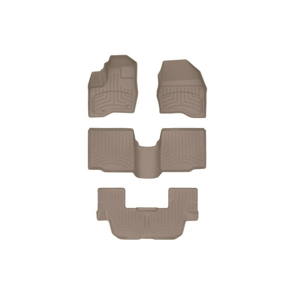 WeatherTech FloorLiner HP Custom Fit Floor Mats compatible with 2011-2014 Ford Explorer - Complete Set (1st, 2nd, & 3rd Row), Tan