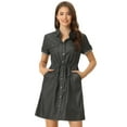 thumbnail image 1 of Vestido Camisero Informal Allegra K Mezclilla Negro S, 1 of 6