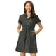 thumbnail image 1 of Vestido Camisero Informal De Mezclilla Con Cintura Con Cordón Y Cuello En Punta Para Mujer Negro XL, 1 of 6