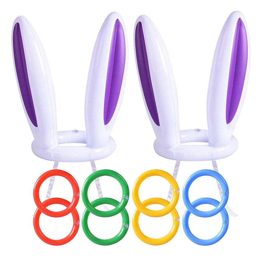 2 Sets Inflatable Ring Toss Games Easter Rabbit Throwing Ring Toss Game