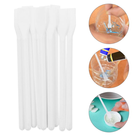 NICEXMAS  10 Pcs Plastic Palette Stick Paint Mixer Makeup Tools Spatula White