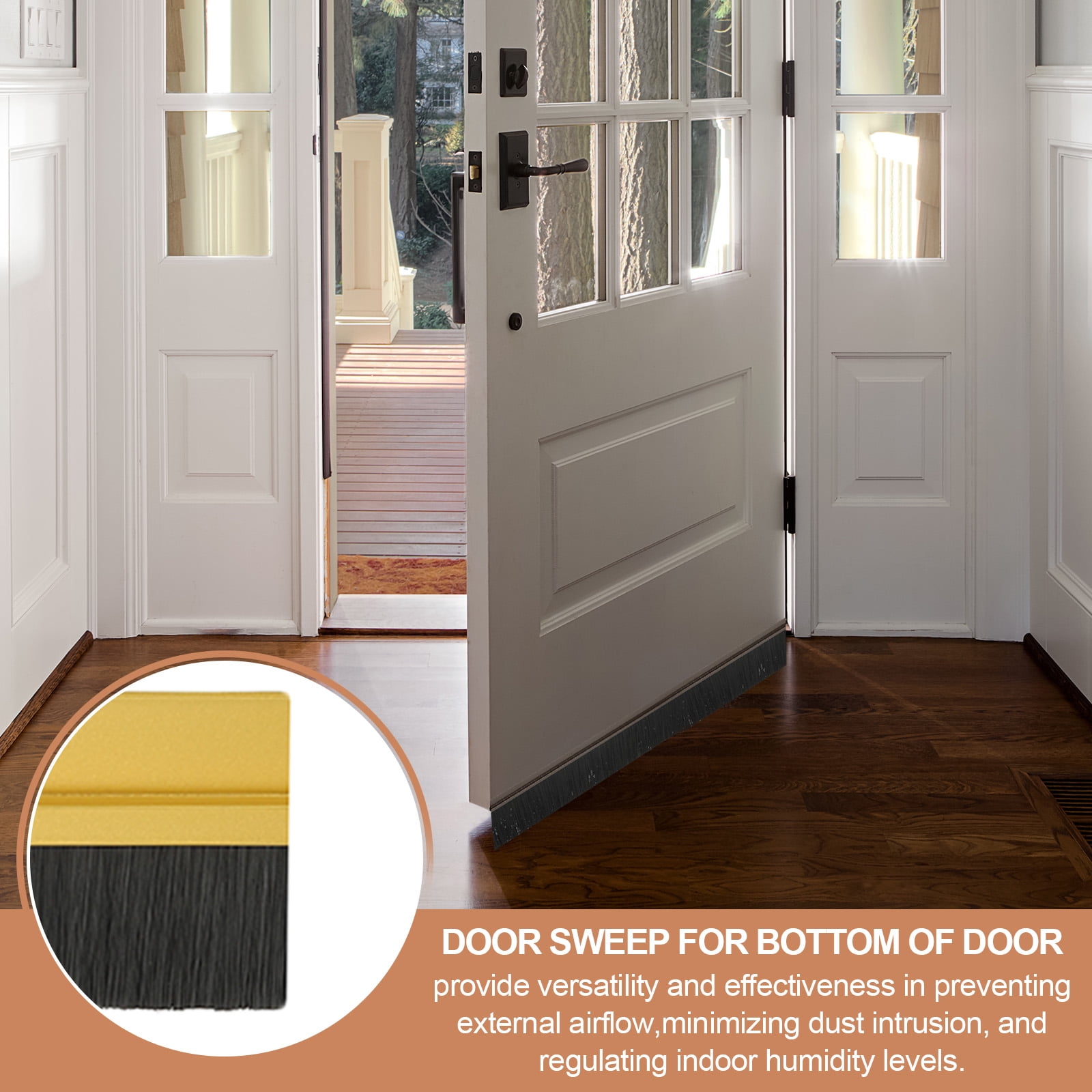 Uxcell Door Brush Sweeps H-shape Aluminum Alloy Holder Door Sweep for Bottom of Door Seal Garage Gold 3.54" x 39.37"