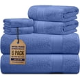 thumbnail image 1 of Canadian Linen Imperial Towels, Pack of 6 (Bath, Hand, Face Cloth Set) Lightweight Soft Absorbent Cotton Quick Dry Towel for Bathroom, Spa, Light Blue, 1 of 9