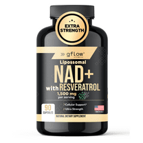Gflow Vitamins NAD+ supplement (Nicotinamide Adenine Dinucleotide) with Resveratrol as 98% pure trans-resveratrol | Antioxidant Anti-Aging supplement made in the USA