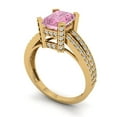 thumbnail image 2 of 2.45 ct Emerald Cut Simulated Pink Diamond Solitaire with Simulated Diamond Accents 18K Yellow Gold Womens Engagement Ring, 2 of 5