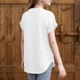 thumbnail image 4 of 2026 New Girls Short Sleeve T Shirts Kids Crewneck Curve Hem Soft Tunic Tops Summer Tees White 100, 4 of 5