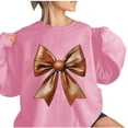 thumbnail image 4 of Womens Graphic Sweatshirt Lightweight Casual Crew Neck Long Sleeve Sweatshirts Pink L, 4 of 4