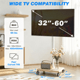 thumbnail image 3 of TAVR Furniture 32 to 60 inch Mobile TV Cart Stand, Tall Floor Rolling TV Stand with Swivel Mount, Height Adjustable White, 3 of 10
