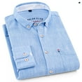 thumbnail image 5 of Men's Long Sleeve Cotton Linen Shirt with Natural Comfort and Pocket, 5 of 9