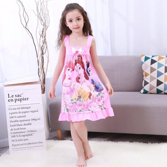 Anna Elsa Dress Girls Nightdress Ropa Pijamas de dibujos animados Ropa para niños Pijamas de manga corta Vestido Kids Family Wear Tan Jianjun unisex