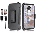 thumbnail image 1 of Value Pack for 5.7" Motorola Moto G7 Play Armor Holster Belt Clip Kickstands Hybrid Shockproof Bumper Screen Protector Dual Layer Raised Bevel Design Enhance Camera Combo Phone Case + [Deer], 1 of 4