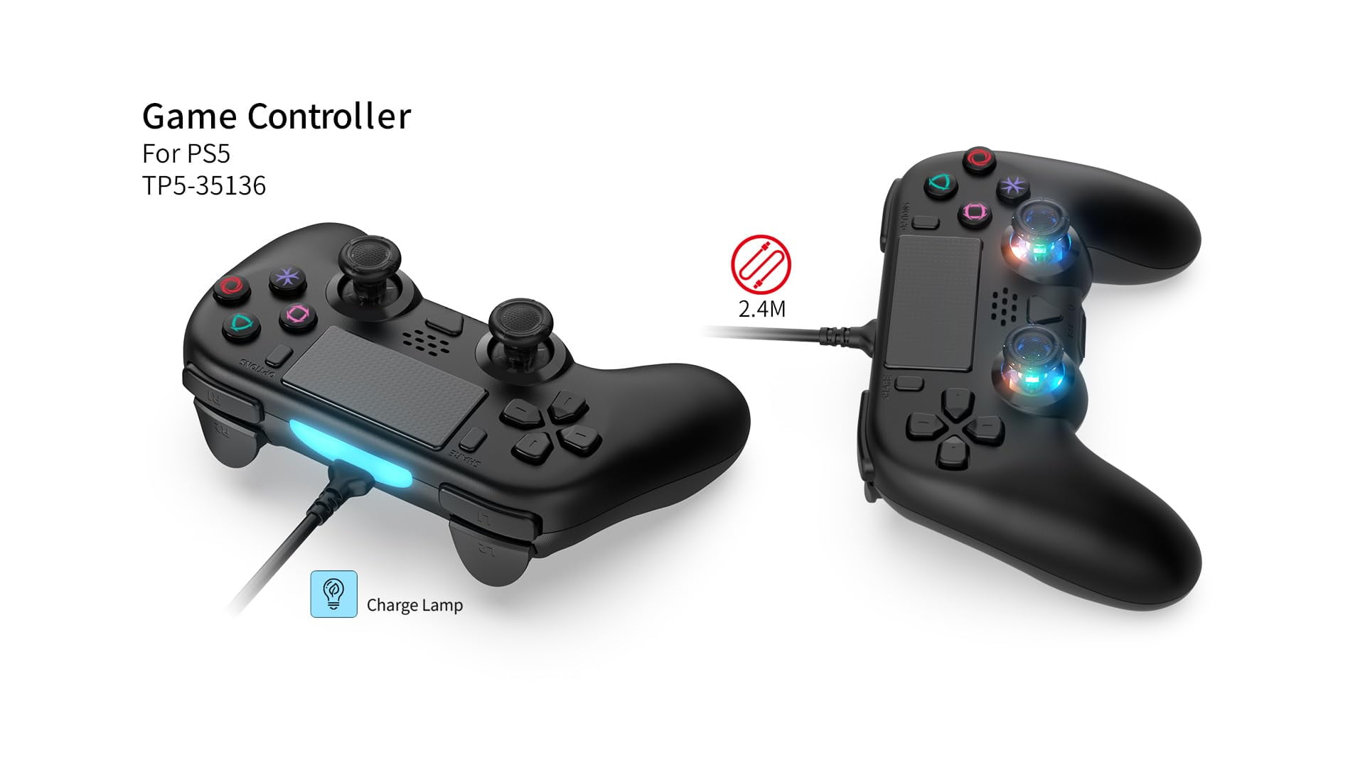 GAMFAMI Wired Controller Compatible with PS5/PS5 Pro/PS5 Slim/PC - Wired Controller with Built-in Advanced Back Buttons Programming/Turbo,with Thumbsticks | 2 High-Rise, 2 Mid-Rise (Black)