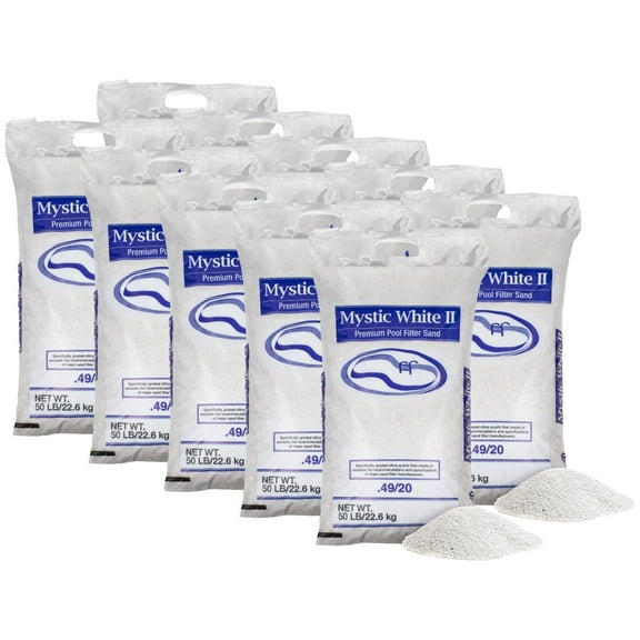 U.S. Silica 50 Pound Mystic White II Swimming Pool Filter Sand, White, 10 Pack