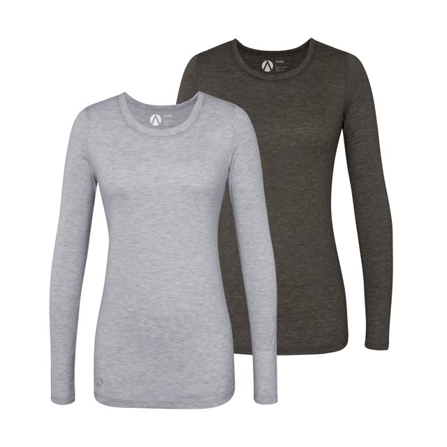 Adar Underscrub Tee 2 Pack For Women - Long Sleeve Fitted Underscrubs